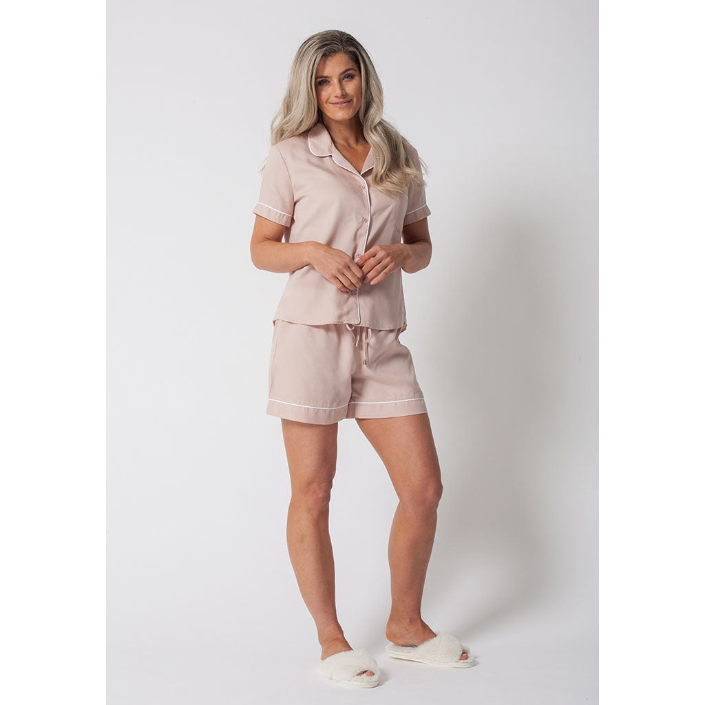 Tencel Classic Short Pajama Set Blush BENA Woman