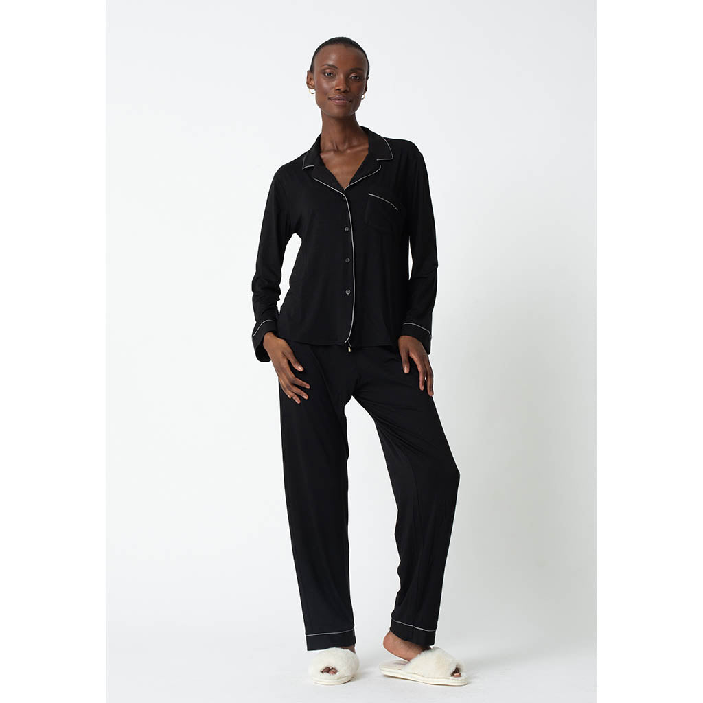 Classic Long Pajama Set | Bamboo Black