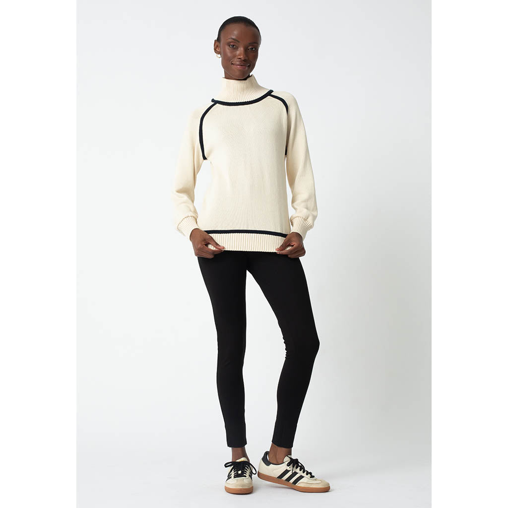 Saddle Stitch Sweater | Ecru & Navy