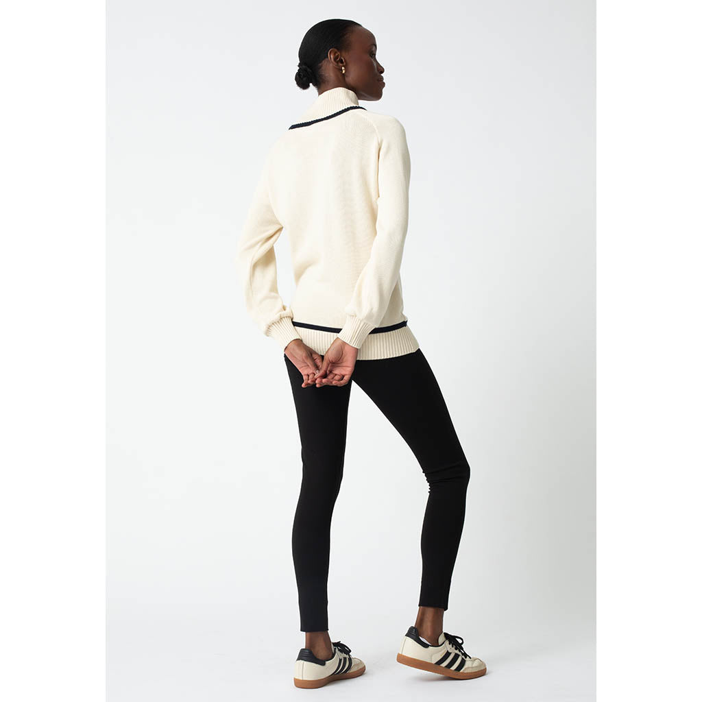 Saddle Stitch Sweater | Ecru & Navy