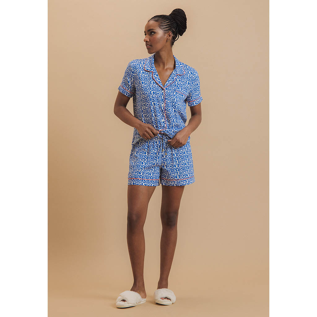 Classic Short Pajama Set | Blue Coral