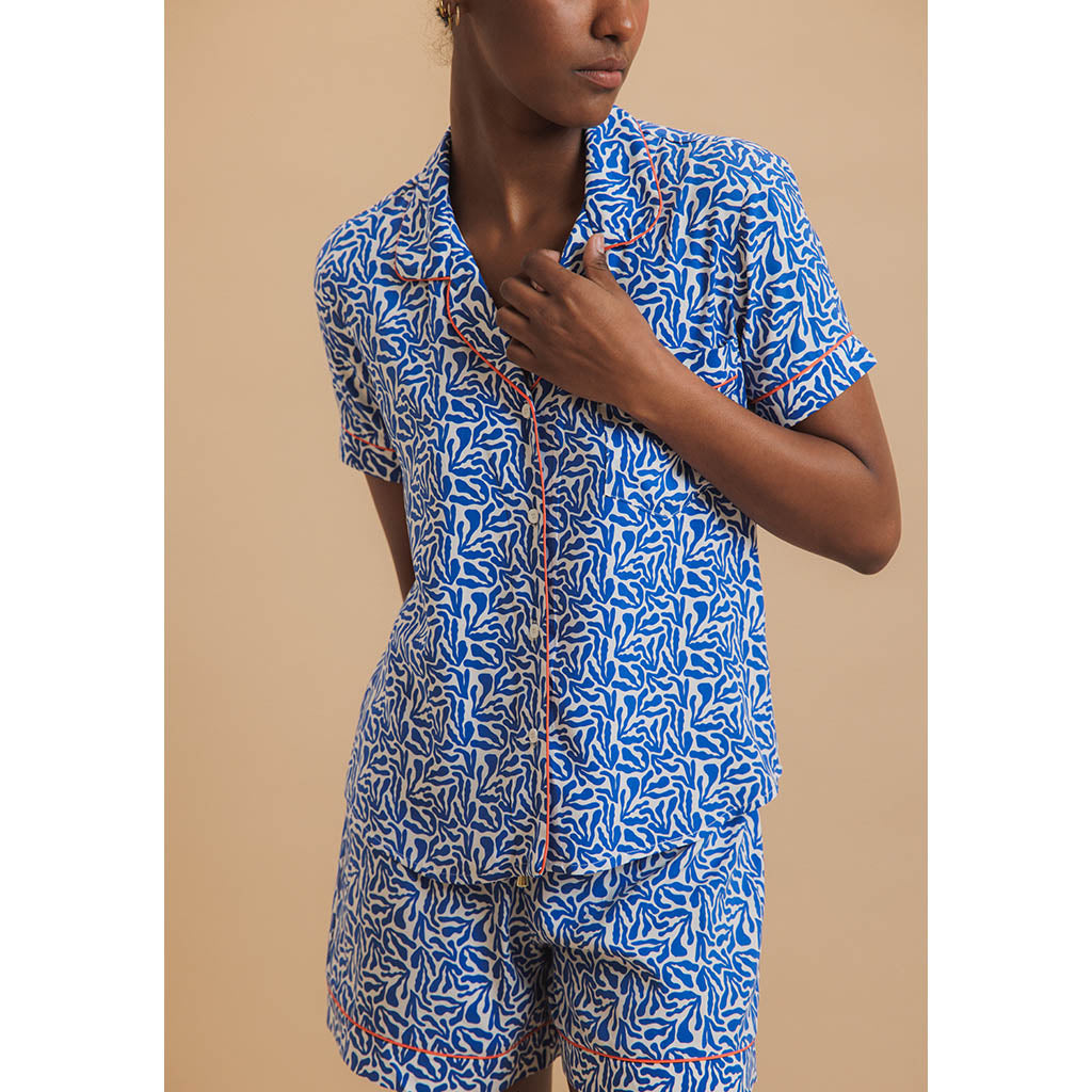 Classic Short Pajama Set | Blue Coral