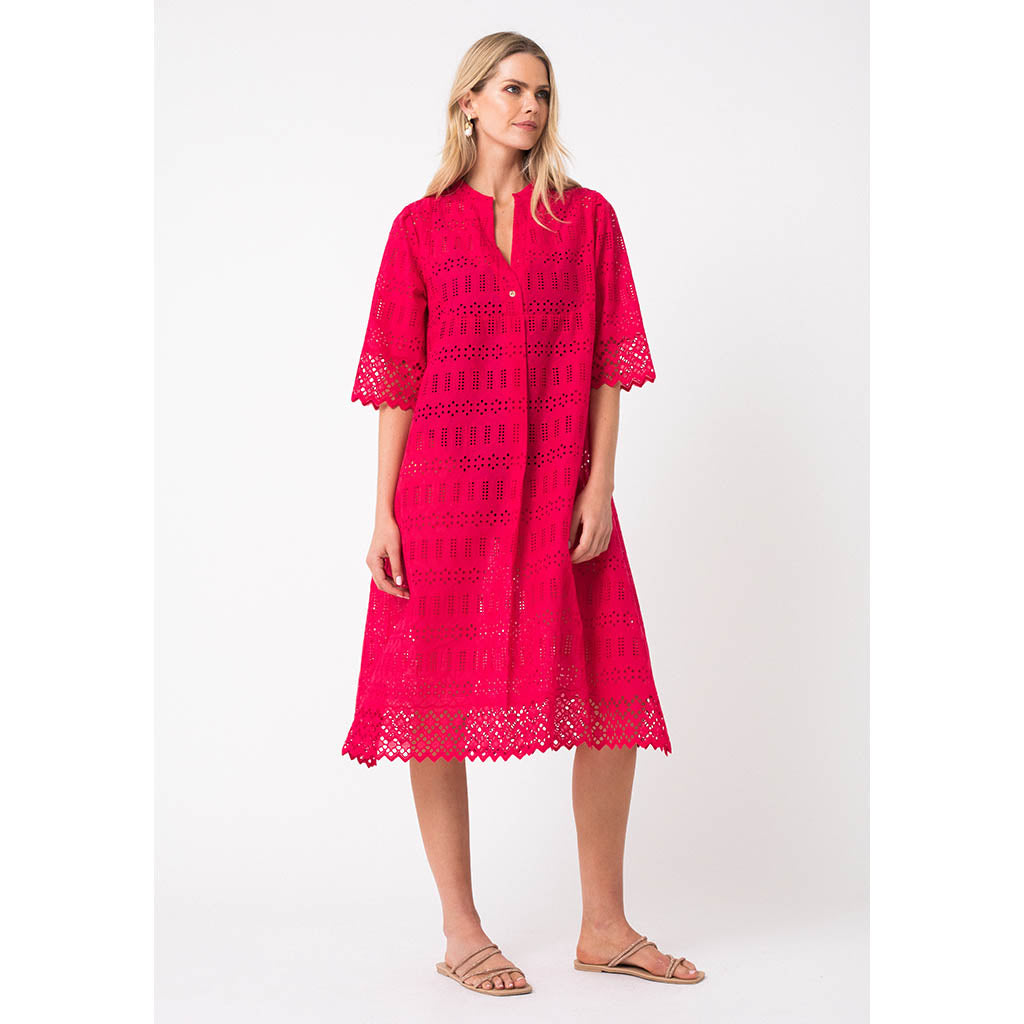 Daisy Anglaise Dress | Cerise