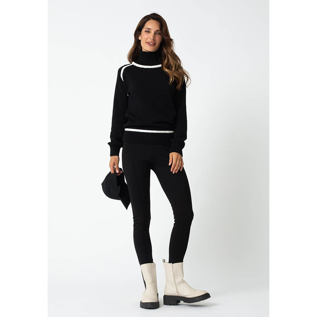 Saddle Stitch Sweater | Black & Linen